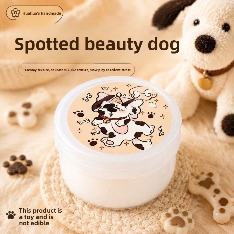 Dálmata Dog Cream Slime Borax-Free Grosso Manteiga Brinquedo De Alívio De Estresse Para Crianças E Adultos