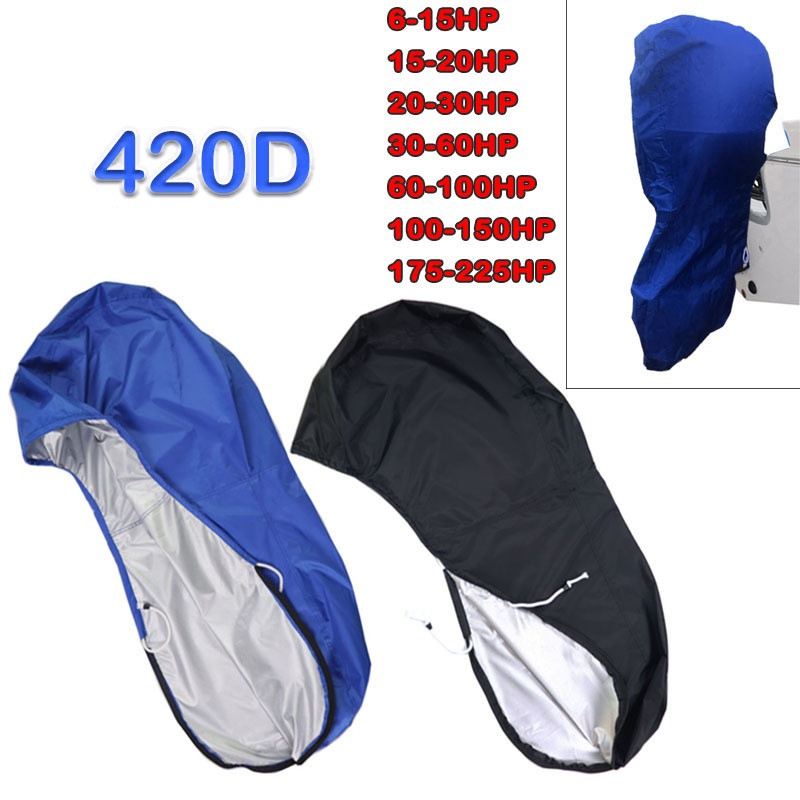 Capa de Proteção Completa para Motor 420D 6-225HP, Capa de Proteção para Transom, Azul e Preto, Impermeável KHMU