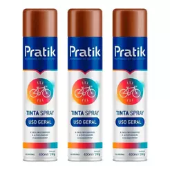 Kit 3 Tintas Spray Pratik Uso Geral Marrom 400ml