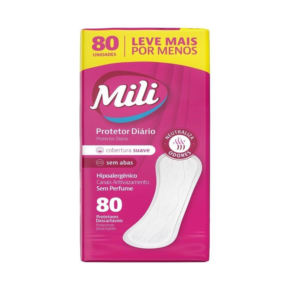 Absorvente Mili Protetor Diario sem Abas - Embalagem com 80 Unidades