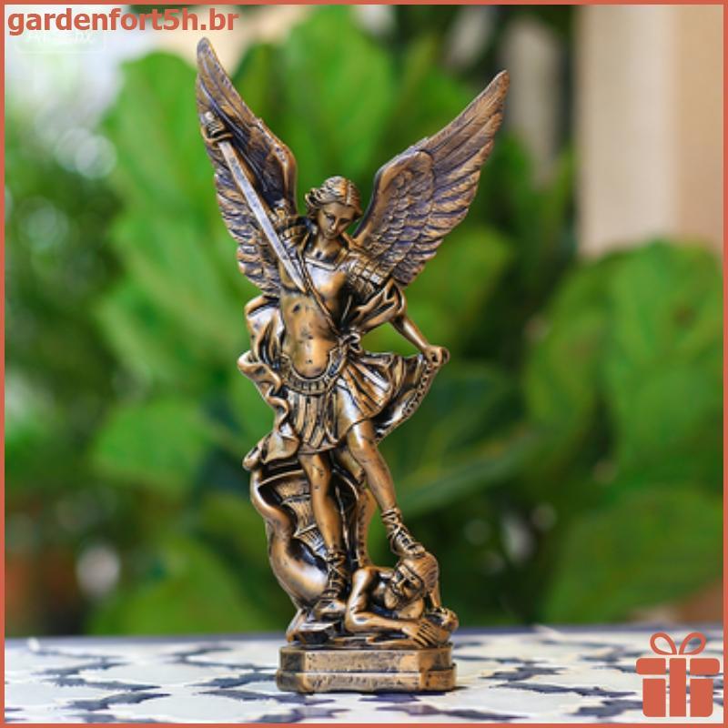 GARDE San Miguel Arcanjo Estátua Resina Retro Bronze Saint Michael Anjo Estatueta Mesa Decoração De Escritório Em Casa P