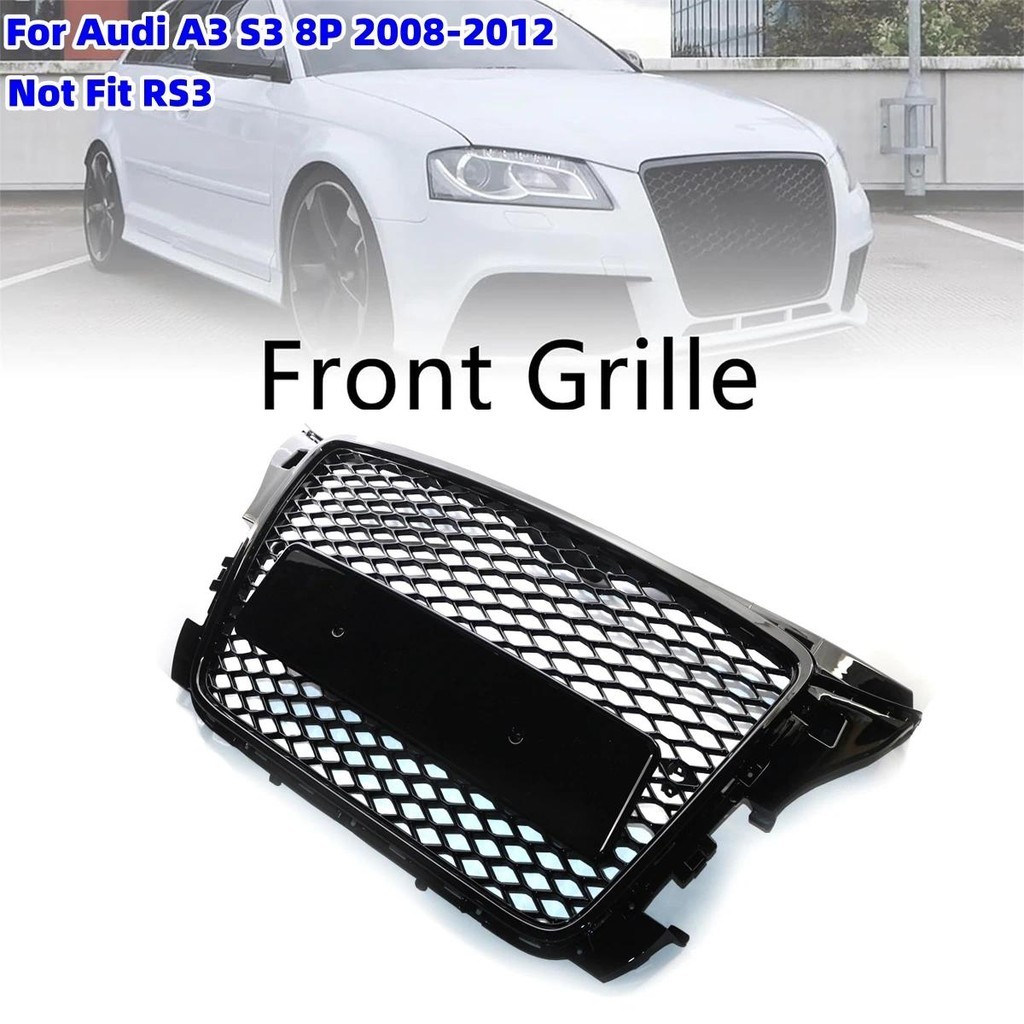 Grade Dianteira Do Amortecedor Carro Para Audi A3 S3 8P 2008-2012 Preto Brilhante Grades De Corrida Superior Estilo RS3
