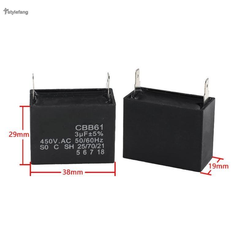 Capacitor De Partida De Ventilador CBB61 3uF 450V AC Com Conector De 2 Pinos Para E Exaustor