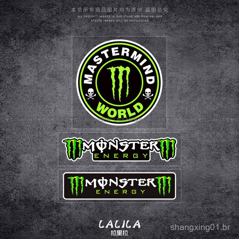 Adesivo refletivo decorativo para motocicleta, bicicleta e veículo elétrico com logotipo do patrocinador Monster Energy,