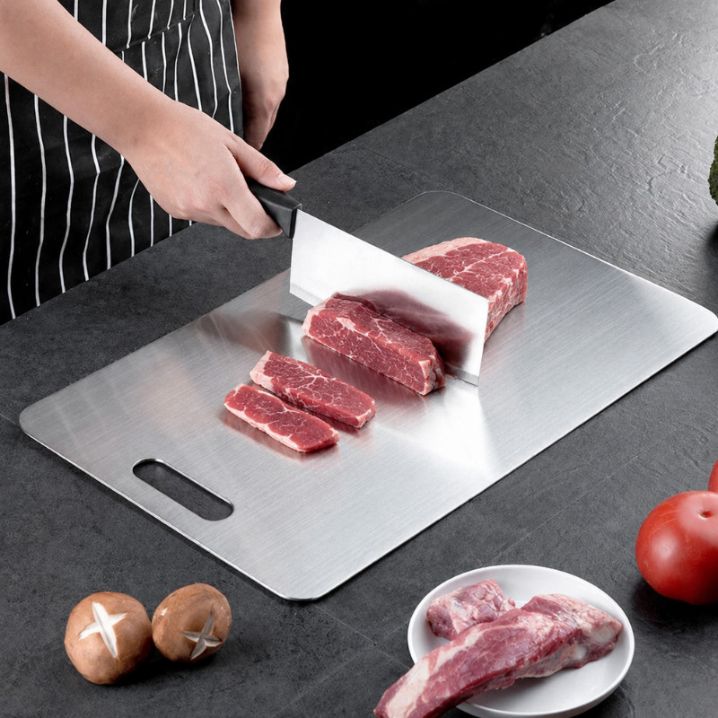 Tábua De Cozinha Aço Inox 304 Antibacteriana Antimofo Resistente Para Cozinha E Churrasco 34/28 Cm