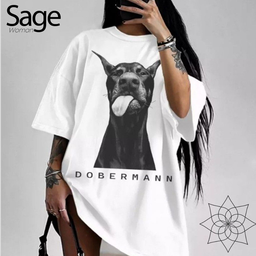 Camiseta Basica E Oversized Estilosa Dobermann Cachorro Dog Raça Streetwear Moda Gringa Tendencia
