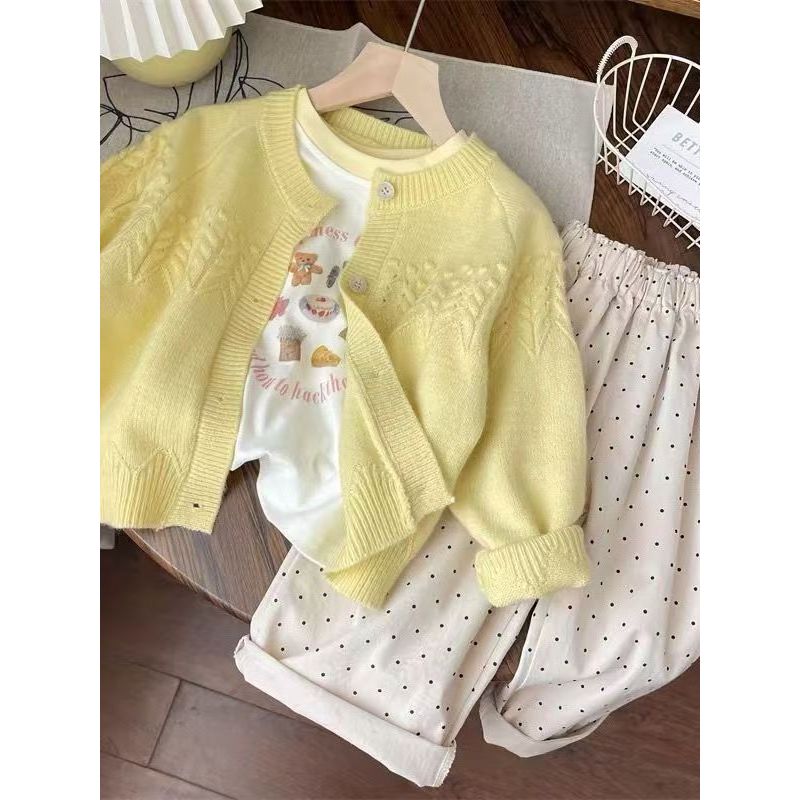 Novo terno infantil ternos para meninas roupas infantis bebê moda primavera outono estilo influenciador moda doce outono