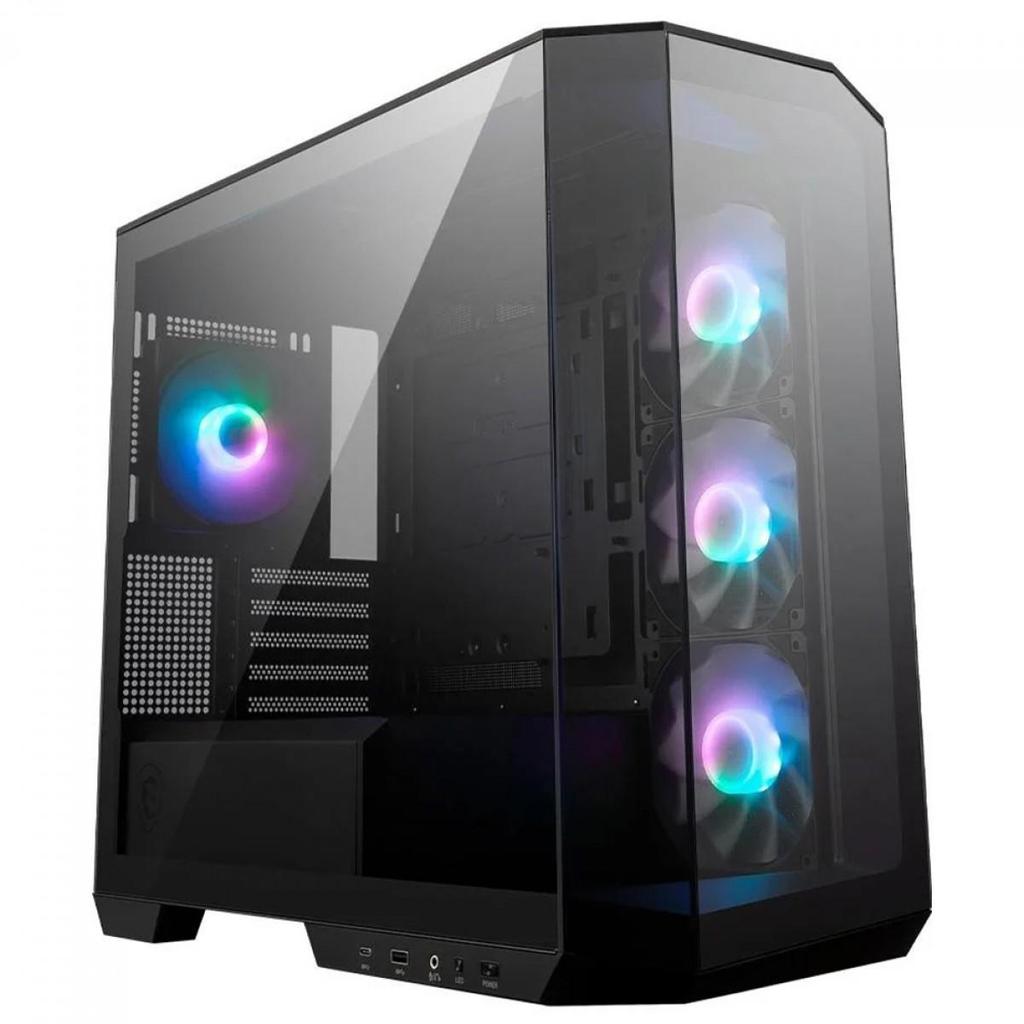 Gabinete Gamer MSI MAG Pano M100R PZ, Mid Tower, Vidro Temperado, M-ATX, Sem Fonte, Com 4 Fans ARGB, Preto