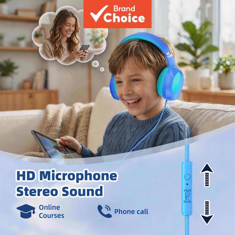 SPRISE DR-05 Fones de ouvido infantis com fio, limitador de volume 85dB/94dB, conector de 3,5 mm com microfone, fones de