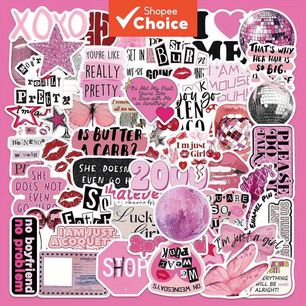 Pink Retro 250PCS Graffiti Divertido Adesivo Estético Adesivo Decorativo Design Fofo de Adesivo Garrafas de Água