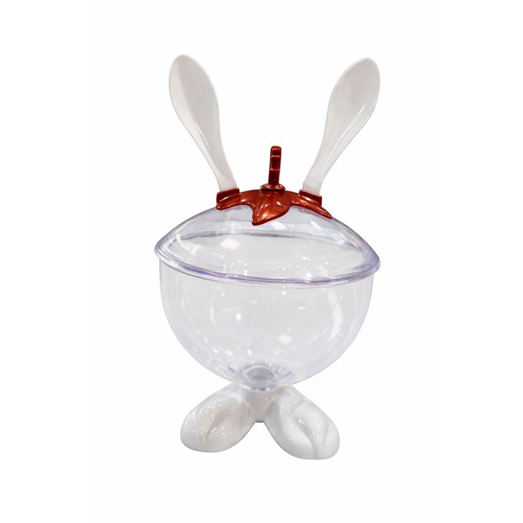 Taça Para Doces e Frutas - Taça De Páscoa - Taça Para Chocolate - Taça Coelho Com Colher