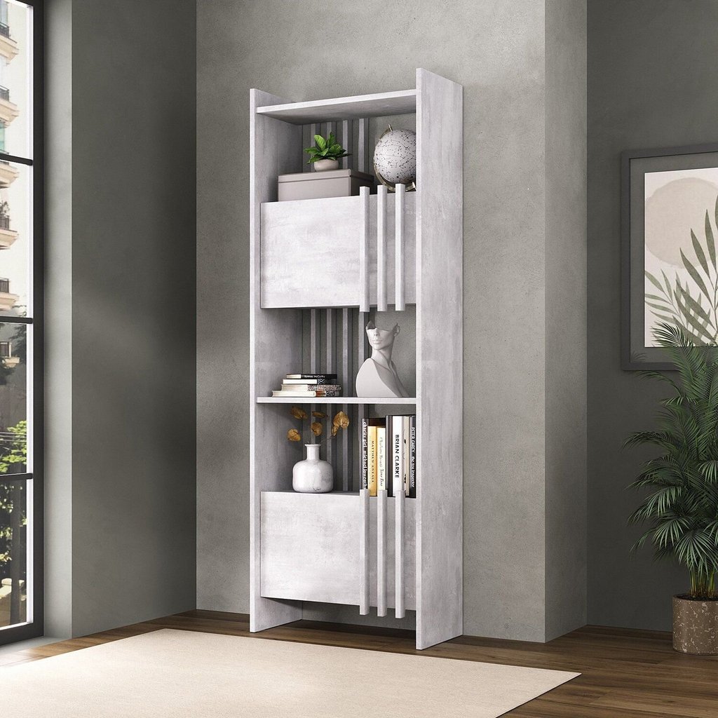 Estante de Livros 63,6cmx180,3cm 2 Portas Arbos Concreto
