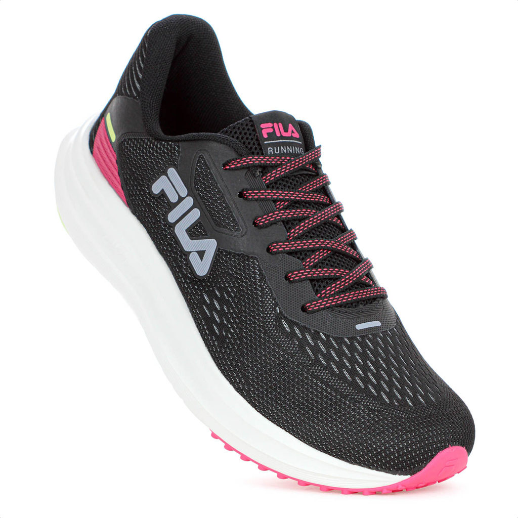 Tênis Fila Fastness Preto Rosa e Verde Limão - Feminino