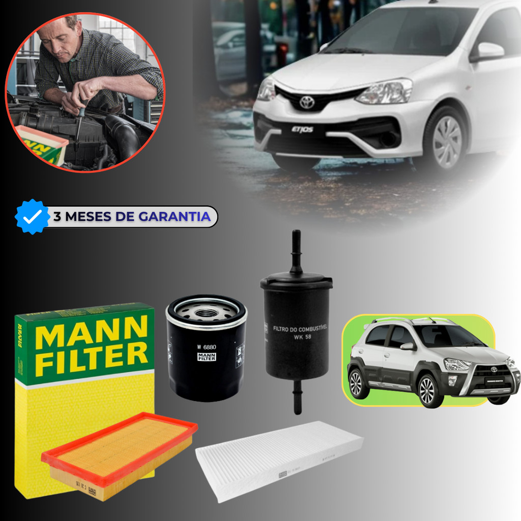 Kit de Filtros MANN-FILTER Sp110694 Toyota Etios 1.3 e 1.5 16v Flex 2017 Até 202