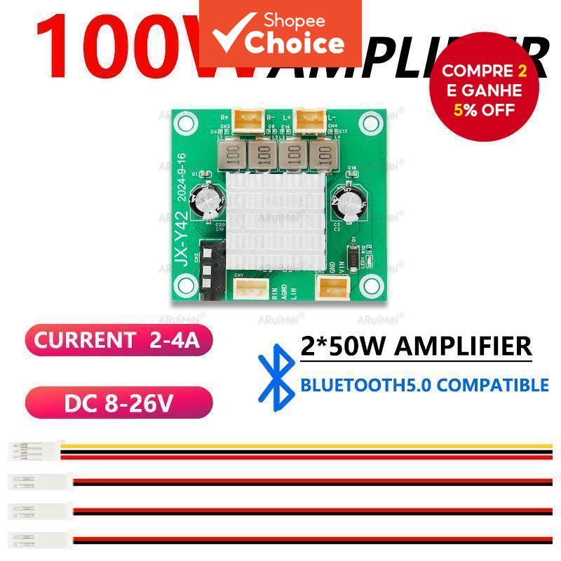 Placa Amplificadora De Subwoofer Mono 100W 8V-26V Ampla Tensão Para Áudio De Carro DIY