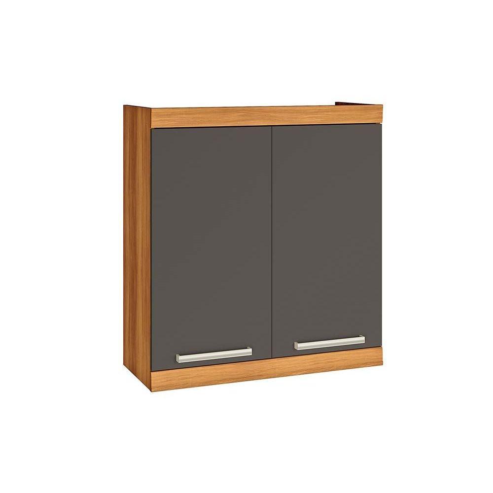 Armário Aéreo p/ Cozinha Burguesa Premium c/ 2 Portas 80cm Freijo/Grafite - Nesher