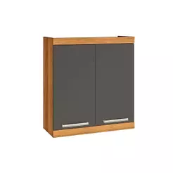 Armário Aéreo p/ Cozinha Burguesa Premium c/ 2 Portas 80cm Freijo/Grafite - Nesher