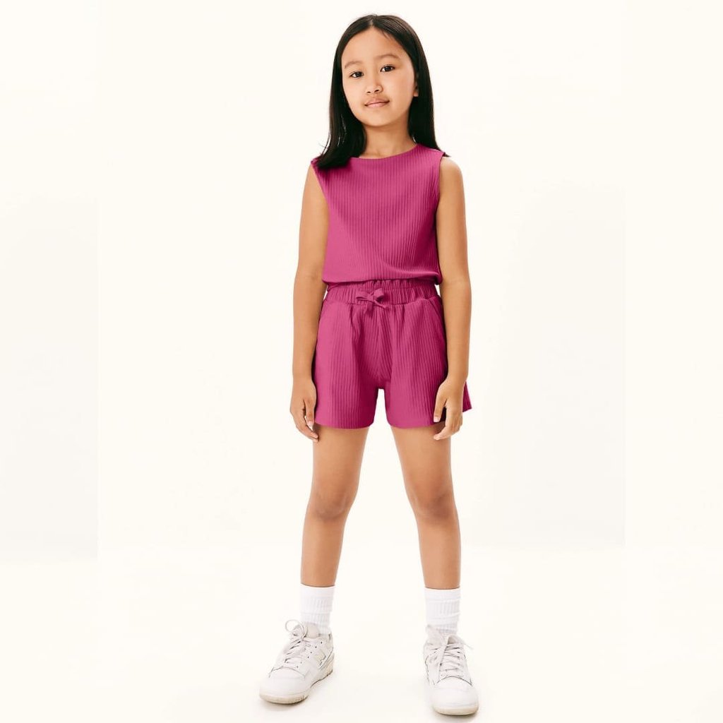 Conjunto Infantil Menina Verão Ribana Canelada Rosa - Hering Kids