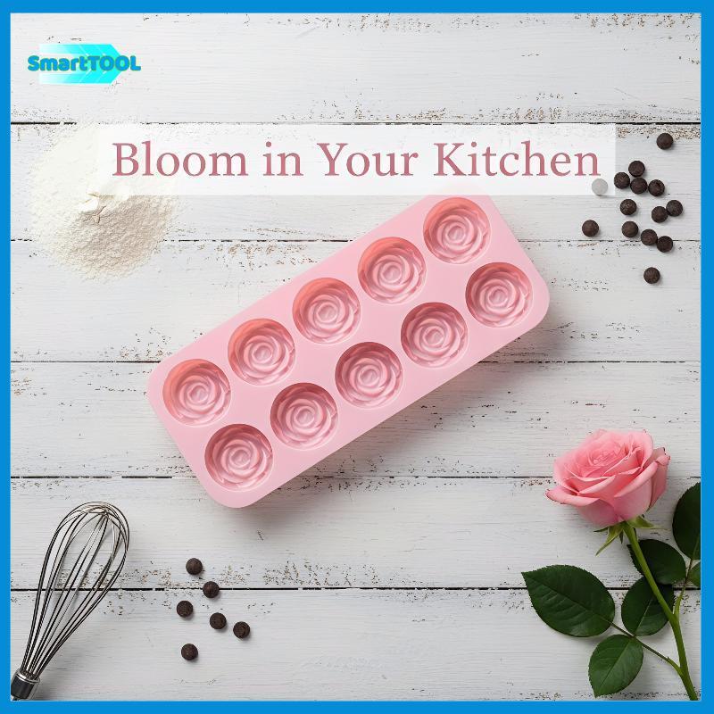 LKBG > 10 Cavidades Nãosti Silicone Rosa Bolo Molde Para Assadeira Flexível DIY Sabão Sobremesa Fazendo Conjunto De Cozi