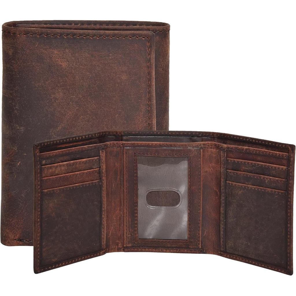 Carteira Masculina de Couro Genuíno com Bloqueio RFID, Design Slim Minimalista para Bolso Frontal - Fina e Elegante com 