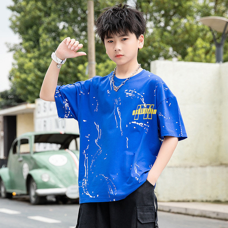 2023 novo estilo infantil camiseta de manga curta puro algodão roupas de verão meninos roupas infantis roupas infantis m