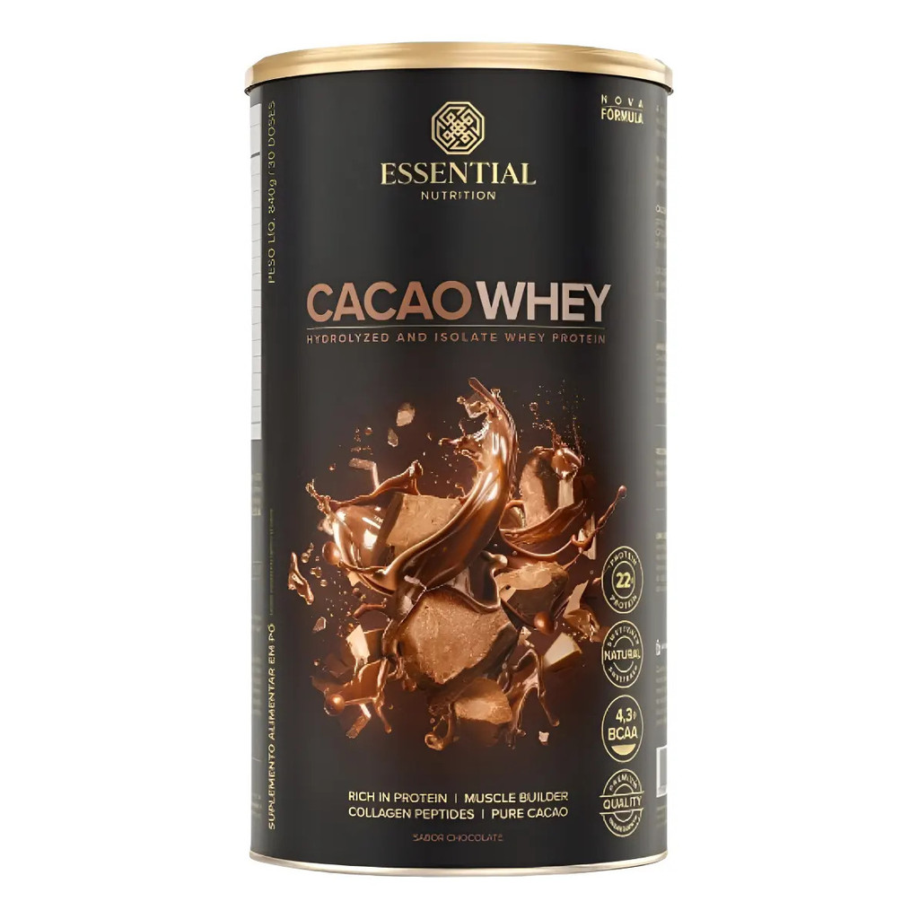 Whey Protein Cacao Essential Nutrition 840g - 30 Doses Suplemento Premium
