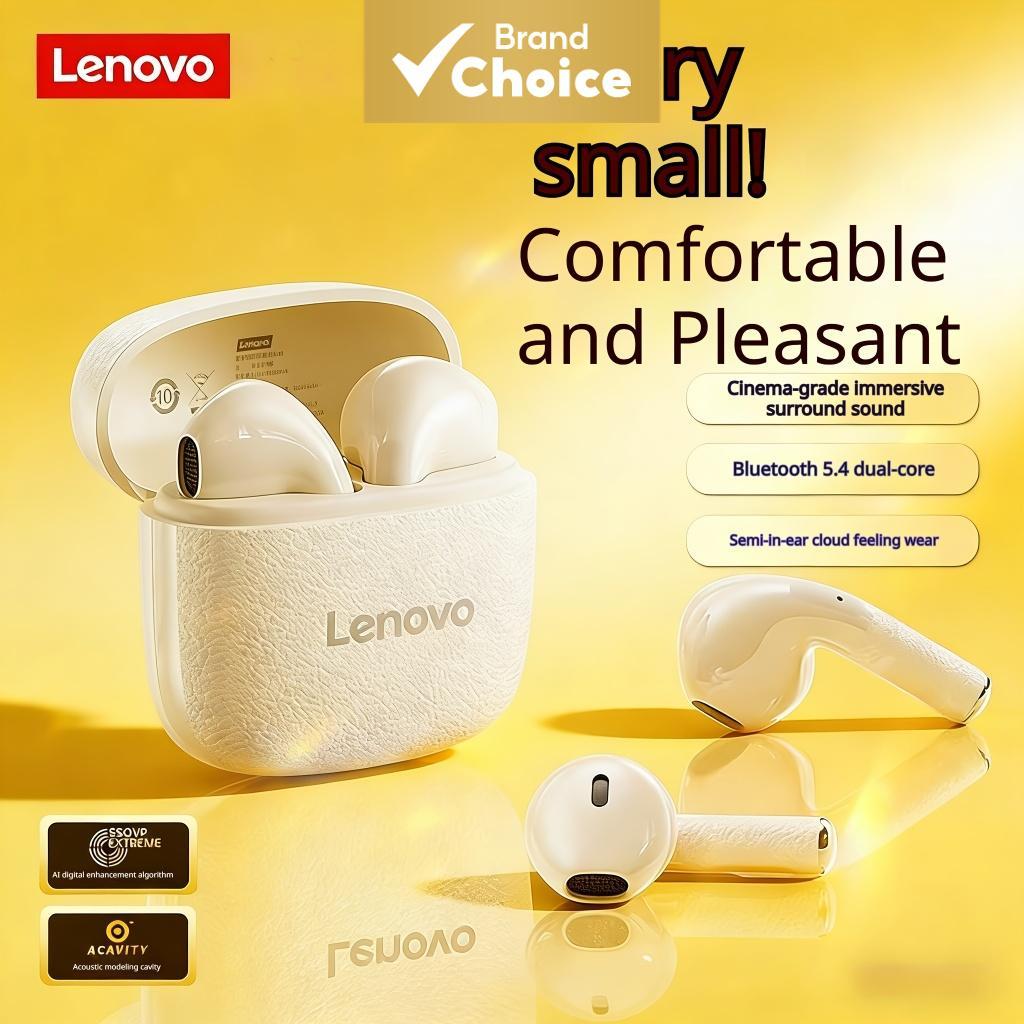 Fones de Ouvido Lenovo Half-In-Ear - Bluetooth 5.4, 12 horas de reprodução, som 360°, ultra baixa latência para