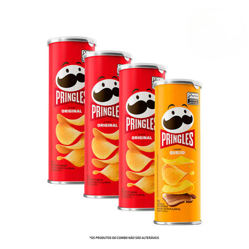 Combo Pringles Original 3 unid + Pringles Queijo 1 unid