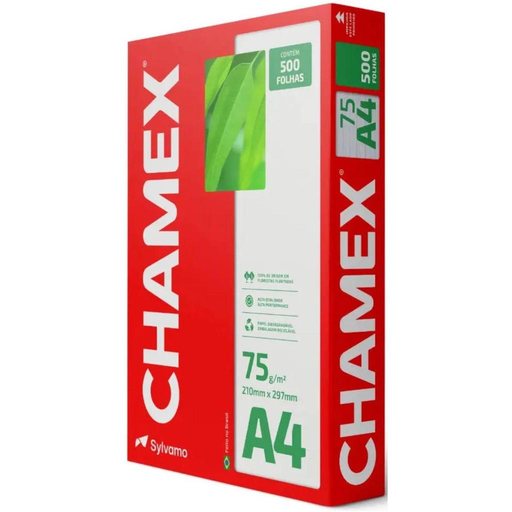 Papel Chamex A4 Branco Com 500 Folhas 5 Pacotes