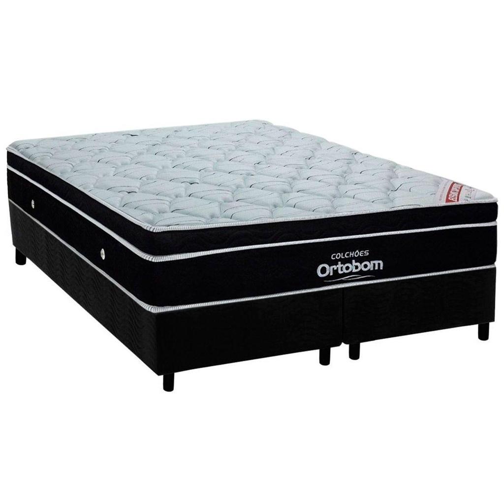 Conjunto Box King: Colchão Molas Ortobom SuperPocket Elegant + Base CRC Suede Black(193x203)