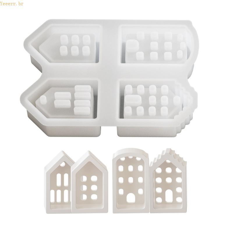 Casa Moldes Silicone Resina Epóxi Luz Da Noite Suporte Molde Textura Artesanato Para Orna