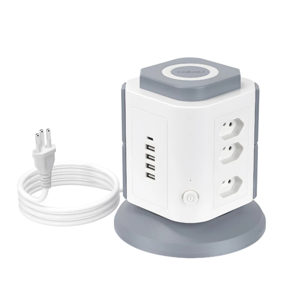 COIBEU Torre de Tomadas Branca 9+4+1 – 9 Tomadas + 4 USB