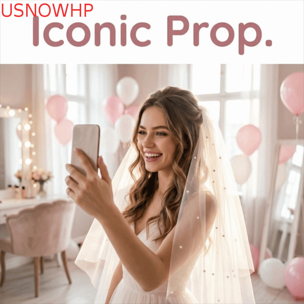 Véu De Noiva USNOWHP , Casamento Com Flor De Pérola , Cocar , Laço De Camada Dupla , Gaze Para Meninas