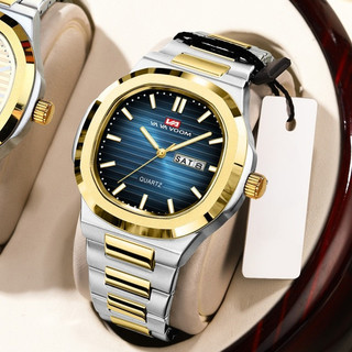 Relógio De Luxo Masculino Marca Superior Clássico Estilo Negócios Aço Inoxidável Duplo Calendário Movimento Quartzo Puls
