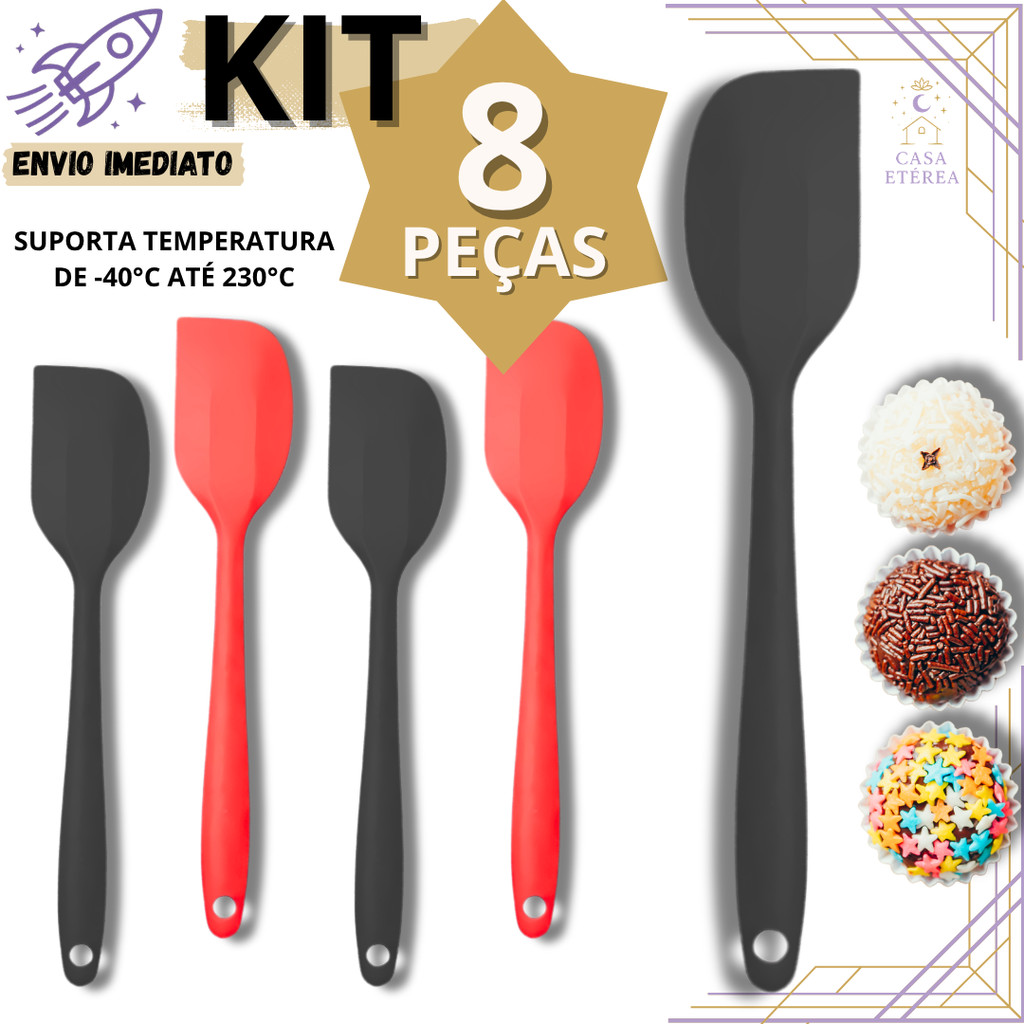 Jogo 8 Espátula Pão Duro de Silicone Resistente para Confeitaria Cozinha Restaurante Buffet e Padaria