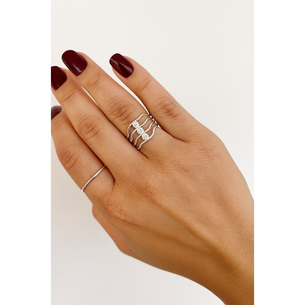 Anéis semi joia prata 925 e ouro 18k modelo com zircônia n18