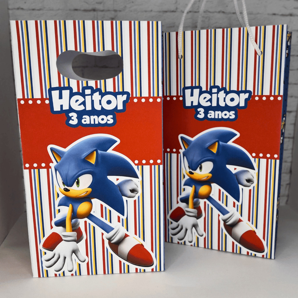 PEGUE E MONTE - SACOLINHA PERSONALIZADA SONIC, MIMO PARA FESTA, LEMBRANCINHA DE ANIVERSÁRIO, PERSONALIZADO