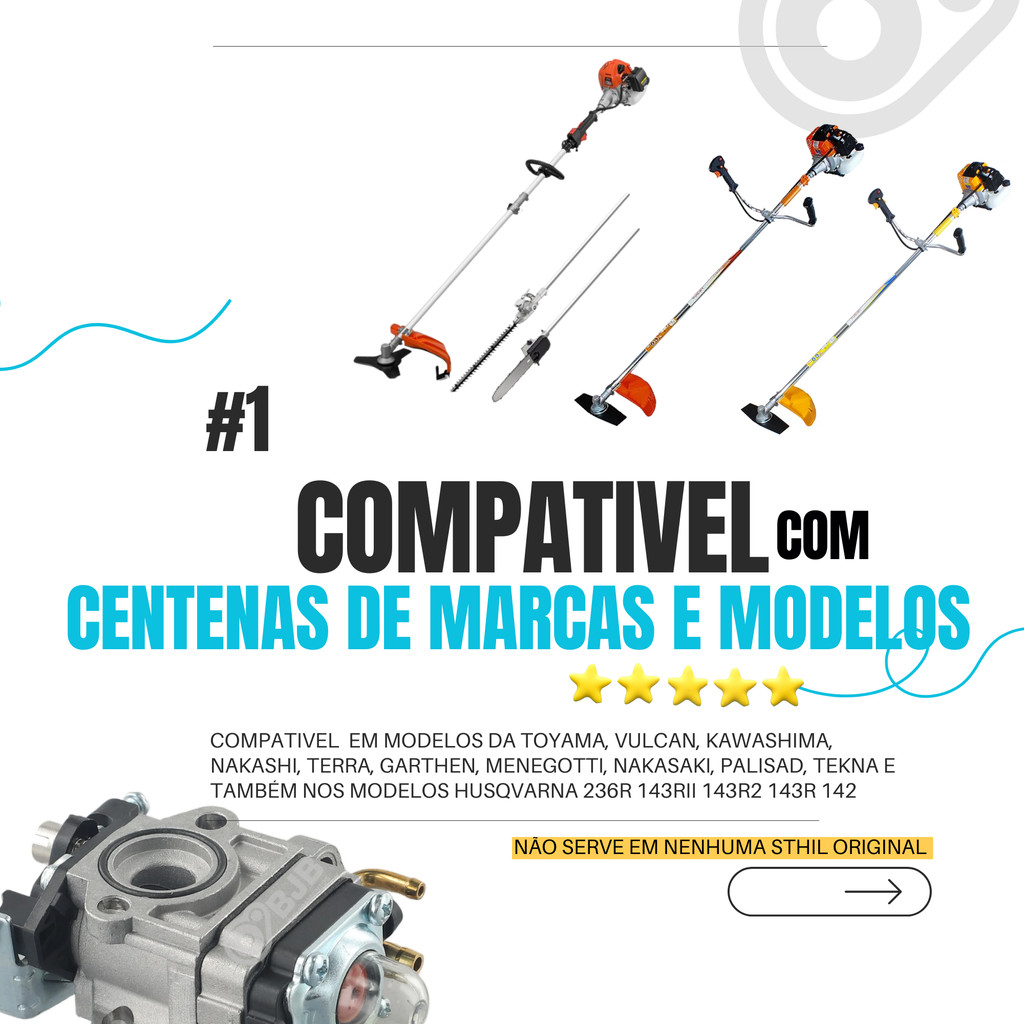 Carburador Vela Roçadeira 26/33Cc Para Branco Toyama Garthen — imagem 2 de 2