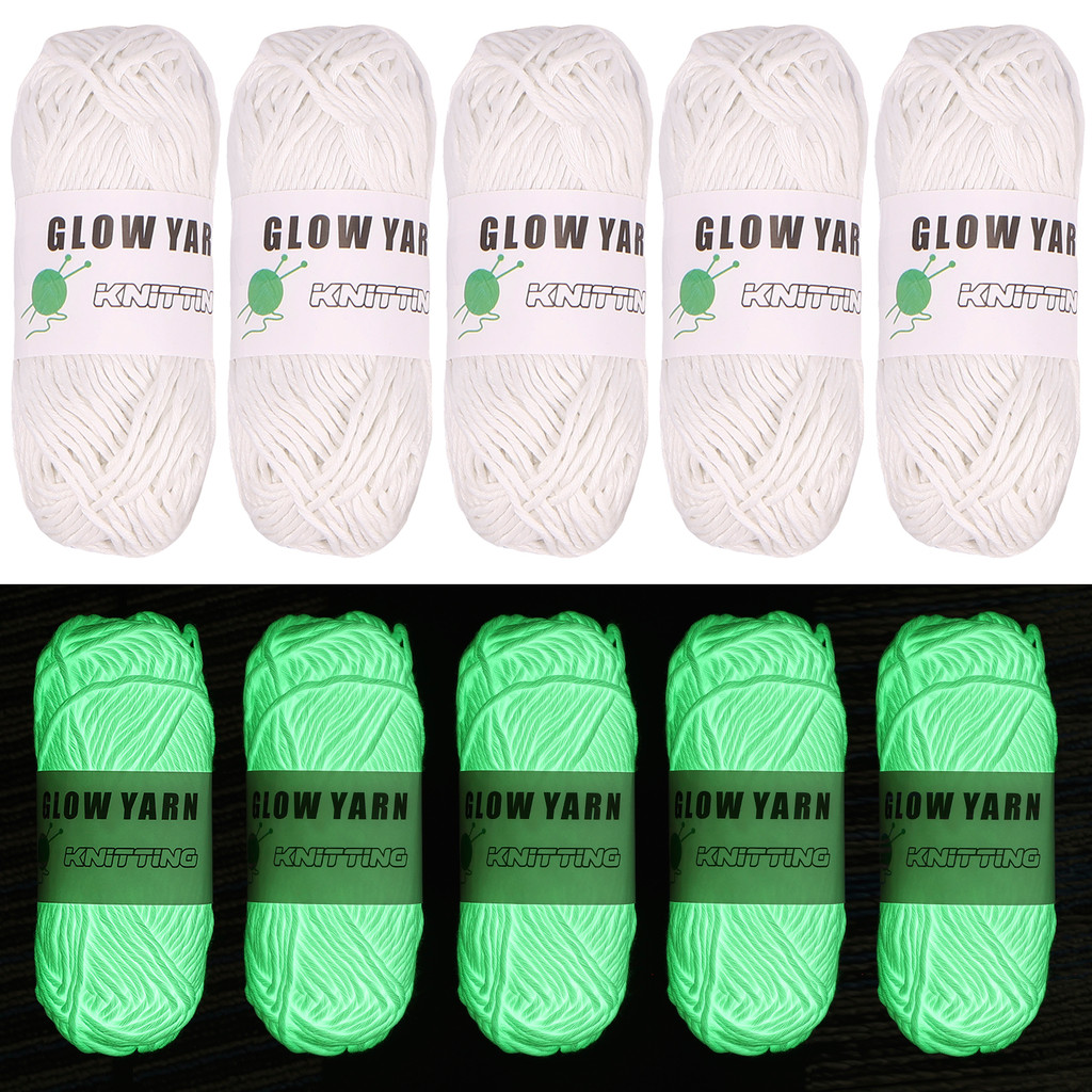 5 Rolos De Fio Que Brilham No Escuro , 58 Jardas , Luminoso Para Crochê , Brilho Macio De Branco Artes DIY Shopbc5144