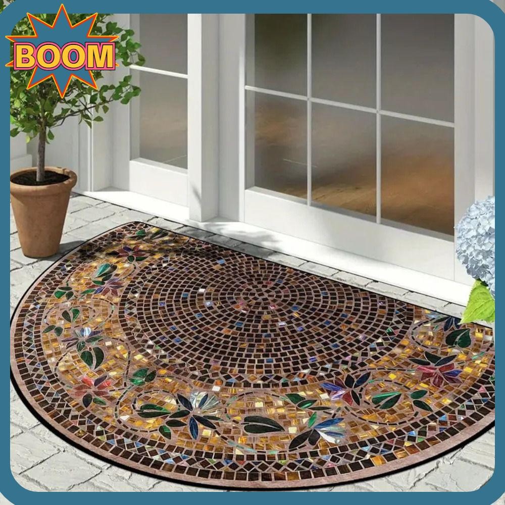 Tapete Semicircular BOOM , De Porta Fácil De Limpar Estilo Étnico Boas-Vindas Antiderrapante Antiincrustante