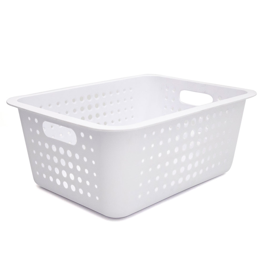 Cesta Organizadora Retangular Branca Polipropileno Resistente Pegas Laterais Empilhável Martiplast em Oferta na Shopee