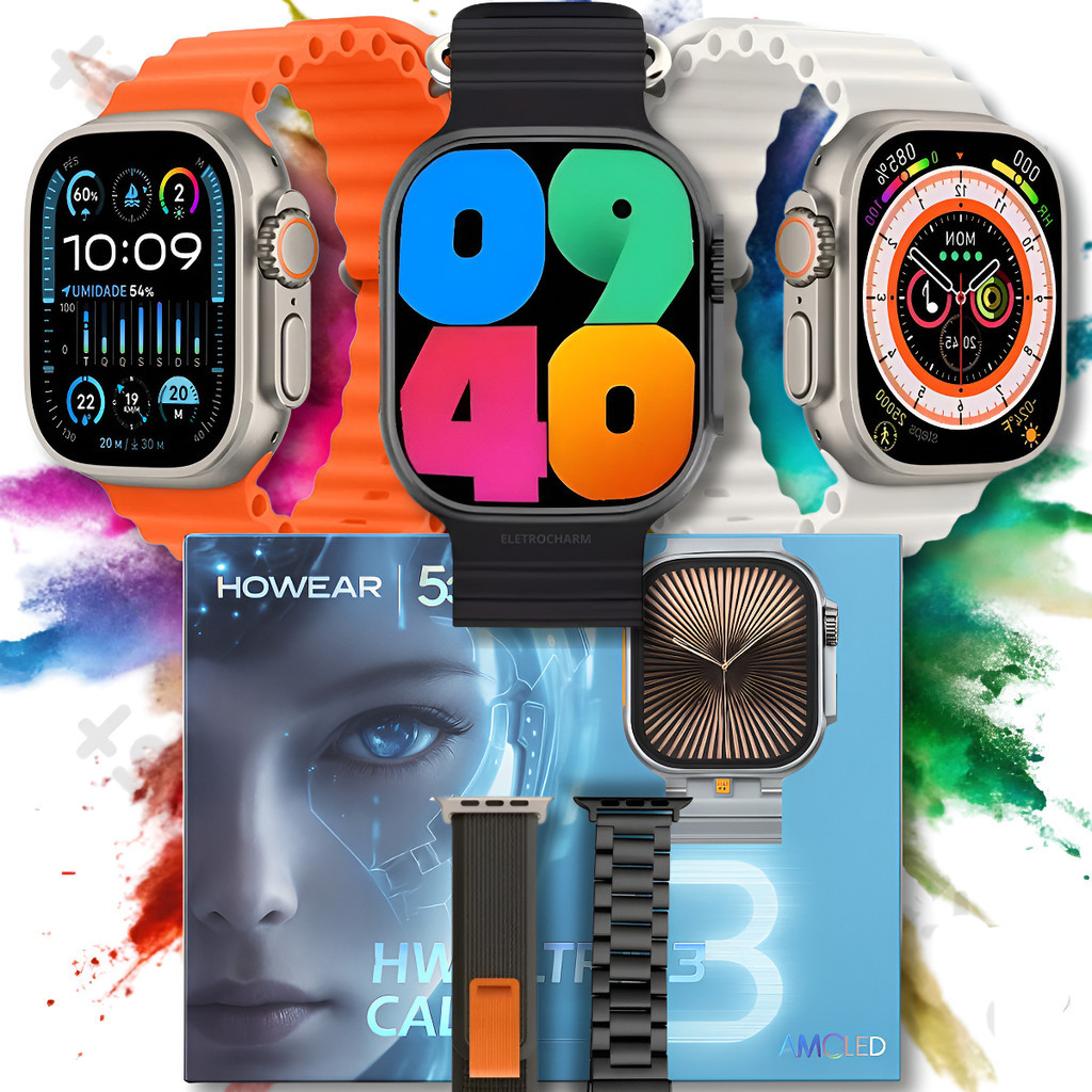 Smartwatch HW Ultra 3 Call 5G com Tela AMOLED 2.2 Câmera GPS 1GB BT Chamadas e Monitor de Saúde