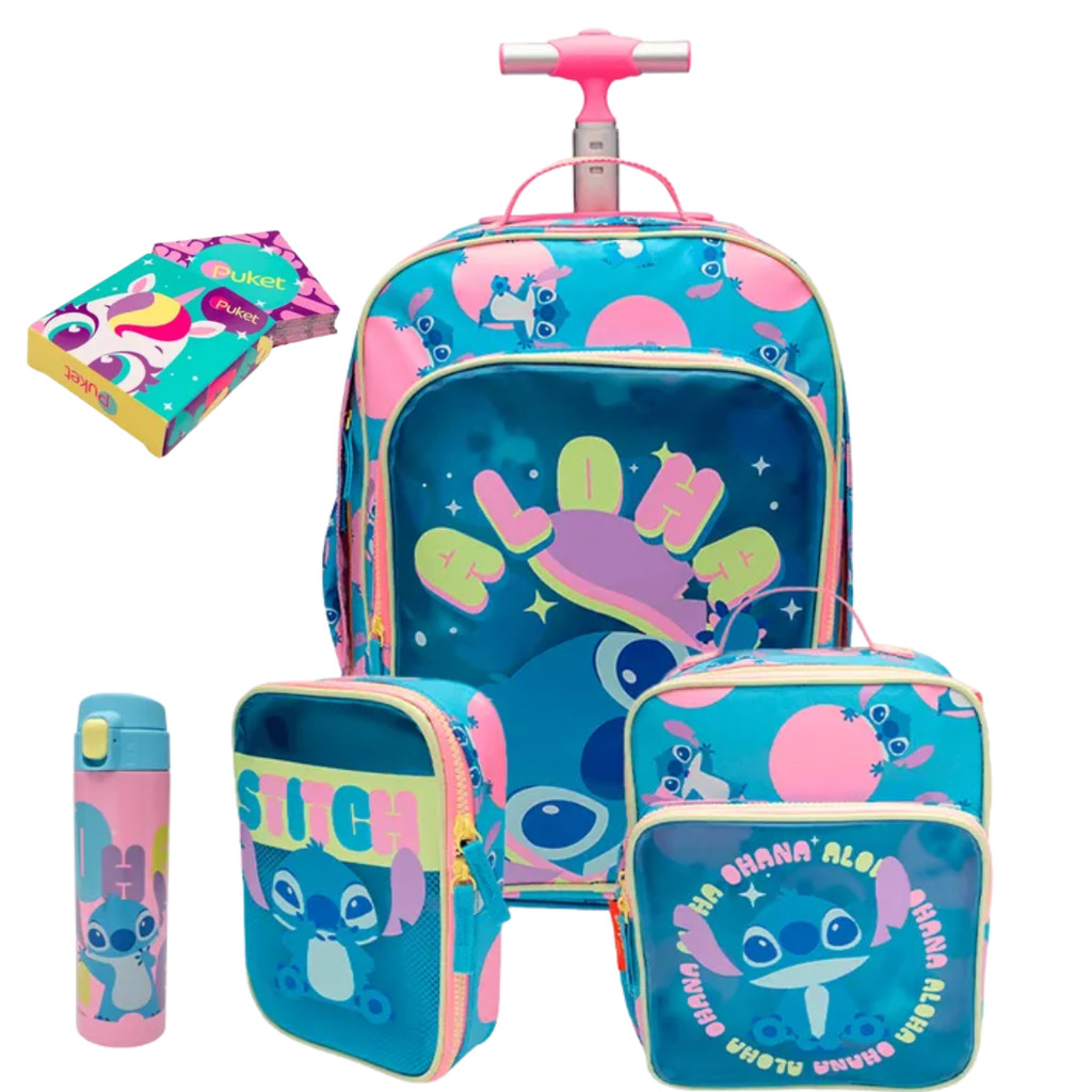 Kit Escolar Mochila C/ Rodinha G Stitch - Puket