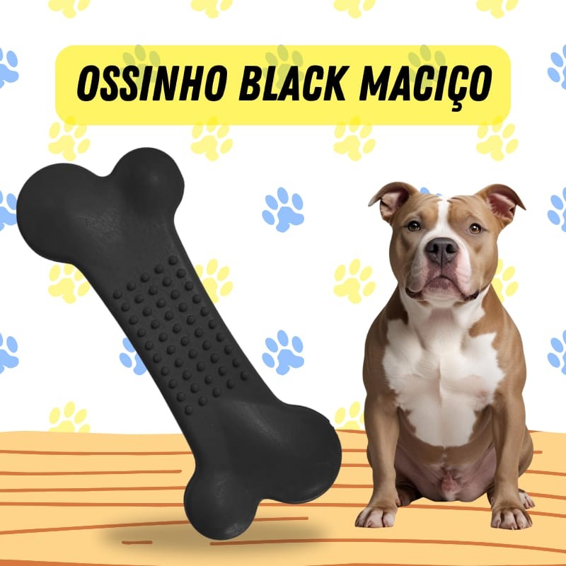 Osso Mordedor Brinquedo Para Cães – Borracha Atóxica e Super Reforçada Black em Oferta na Shopee
