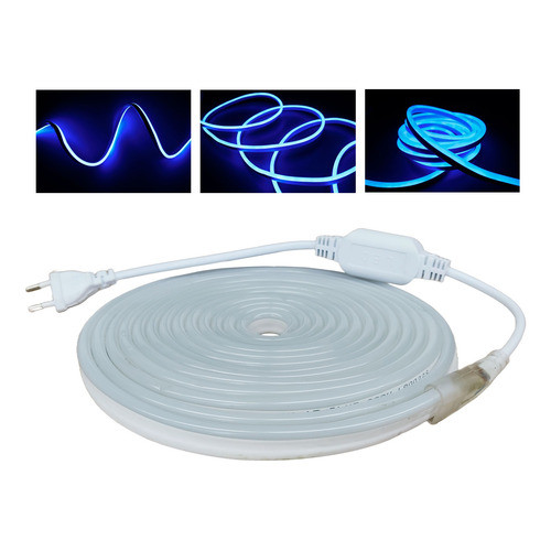 Mangueira Led Neon Azul 21m 8mm X 16mm + Cabo De Alimentação Azul 127V