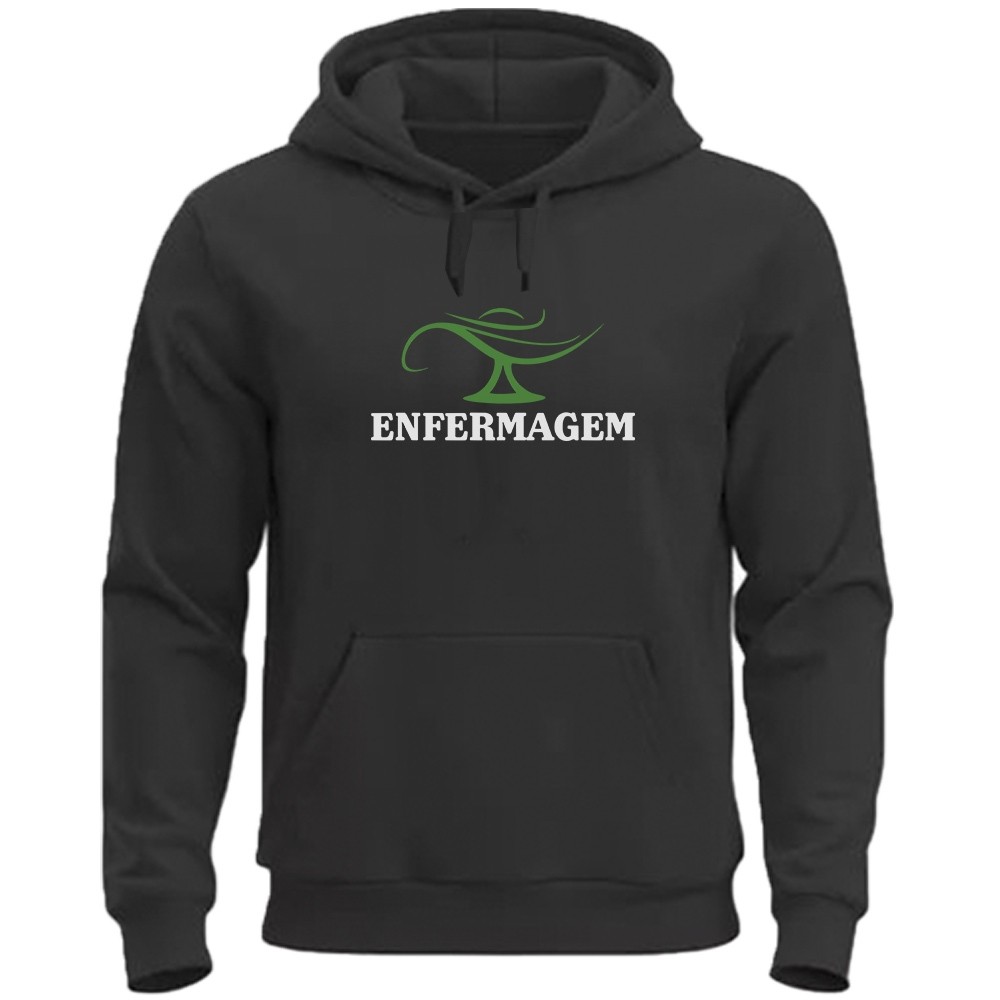 Moletom Enfermagem Blusa de Frio Tecnico Enfermagem Canguru Com Capuz Unissex Algodão Flanelado Macio