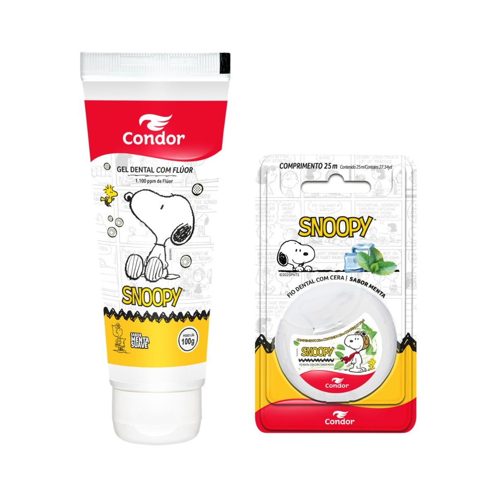 Kit Gel Dental + Fio Dental Snoopy Condor