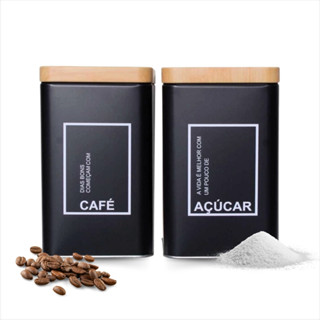 Conjunto De Latas Em Metal Para Cafe E Acucar Uso Diario Cozinha em Oferta na Shopee
