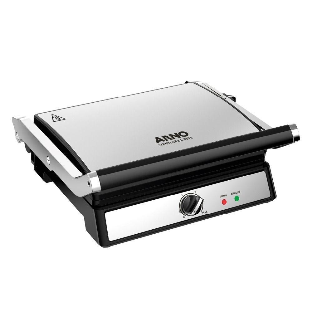 Super Grill e Sanduicheira Arno GGRA Inox com Abertura de 180º 1830W 220V em Oferta na Shopee
