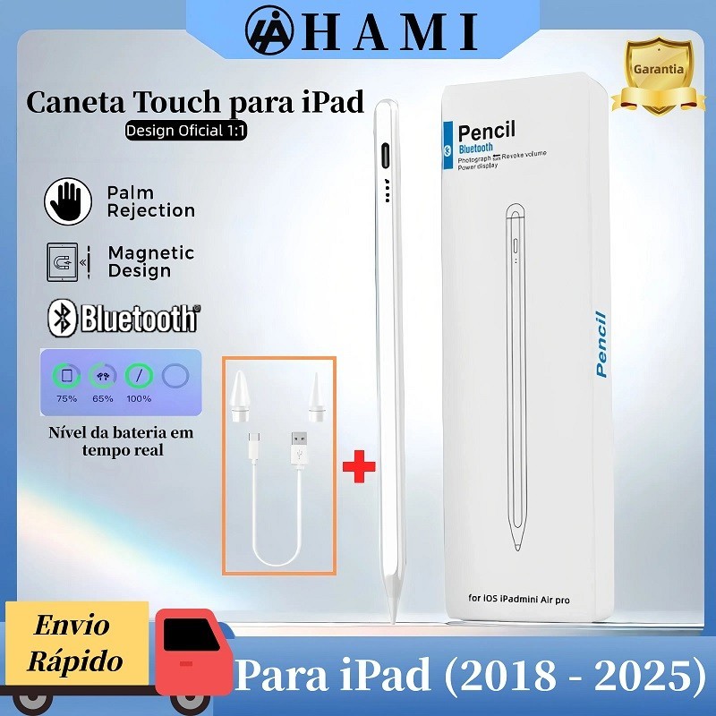 Caneta Touch (2ª Geração) para iPad (2018-2025) – Alta Precisão, Sensível ao Toque, Anti Toque